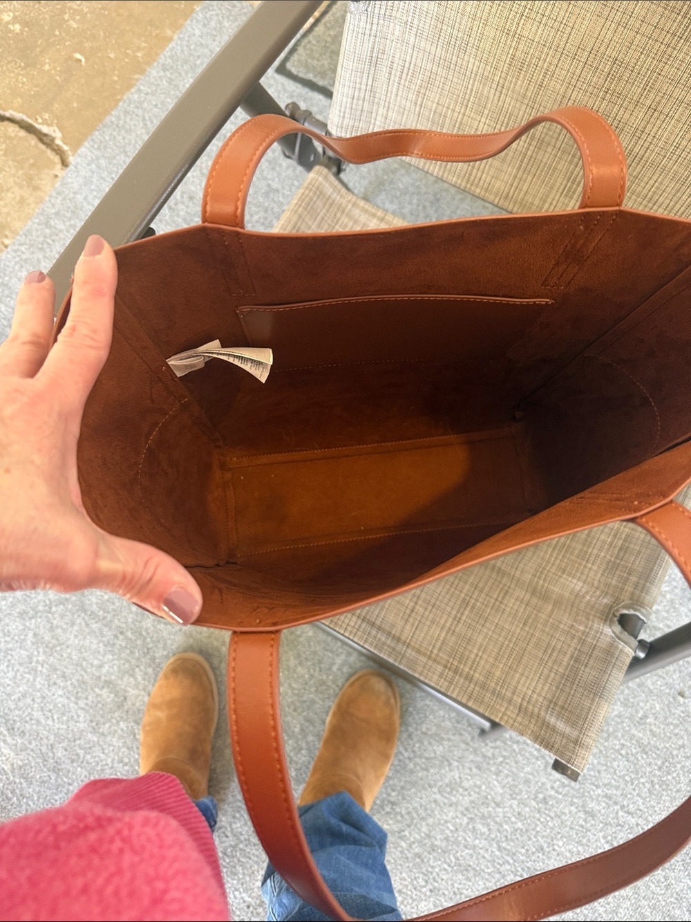 GAP Leather Tote in Warm Cognac Brown - Picture 3 of 11